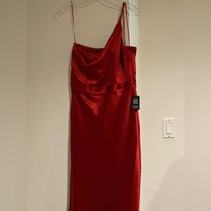 Express Red Shiny Midi Dress